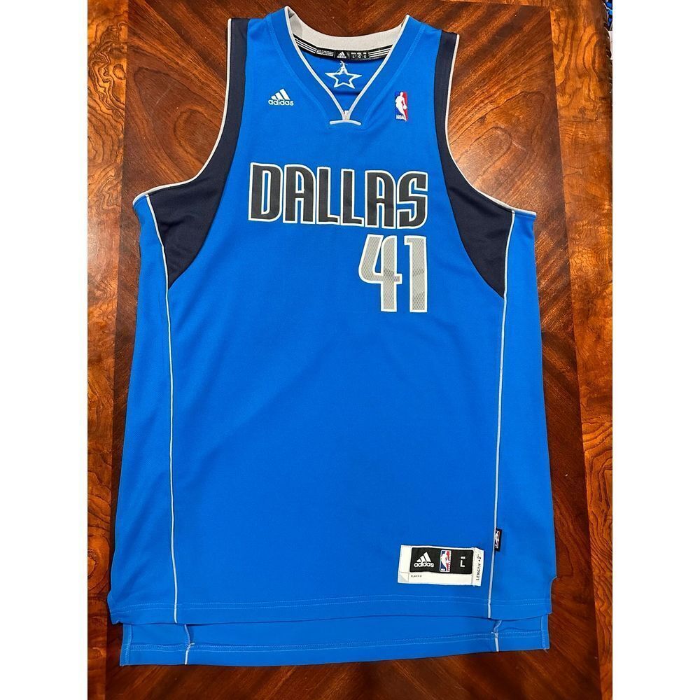 Dirk Nowitzki Dallas Mavericks Adidas Jersey Swingman Alt Blue Sewn NBA Men XL+2